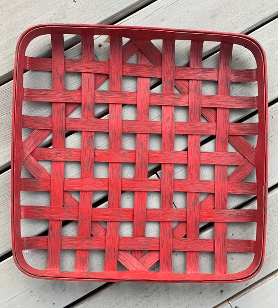 etsy tobacco basket Handmade Red Weathered Tobacco Basket | Rustic Wall Decor