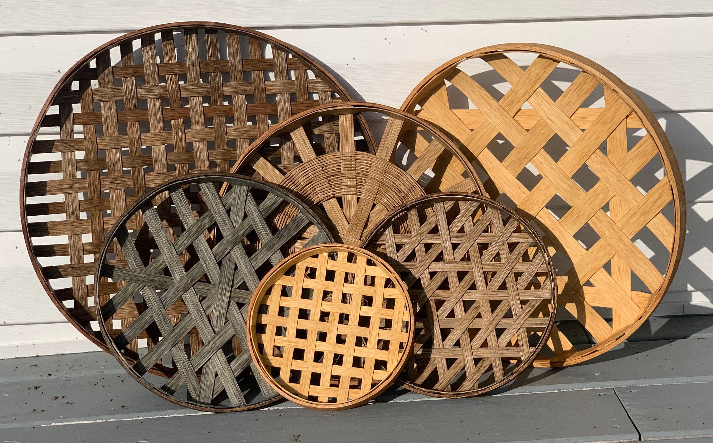 tobacco basket round 12 inch it is constructed from eco Audreys Round Woven Wood Tobacco