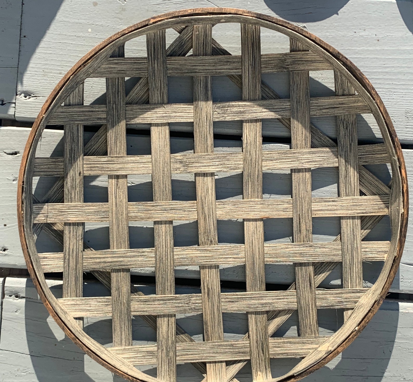 6 Piece Round Tobacco Basket Set Weathered Driftwood Etsy