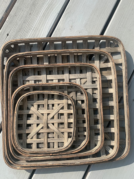 Mini Square Tobacco Baskets| 5 Sizes| 6”, 8”, 10”, 12”, 14”, Home Decor  Baskets, Farmhouse Basket, Cottage Decor, Housewarming Gift