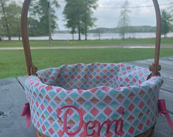 Personalized Embroidered Easter Basket - Heirloom Baby Gift