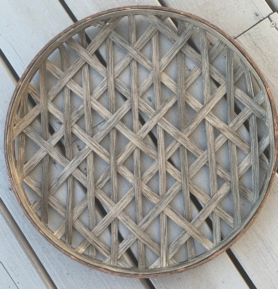 gray tobacco basket Handmade 12