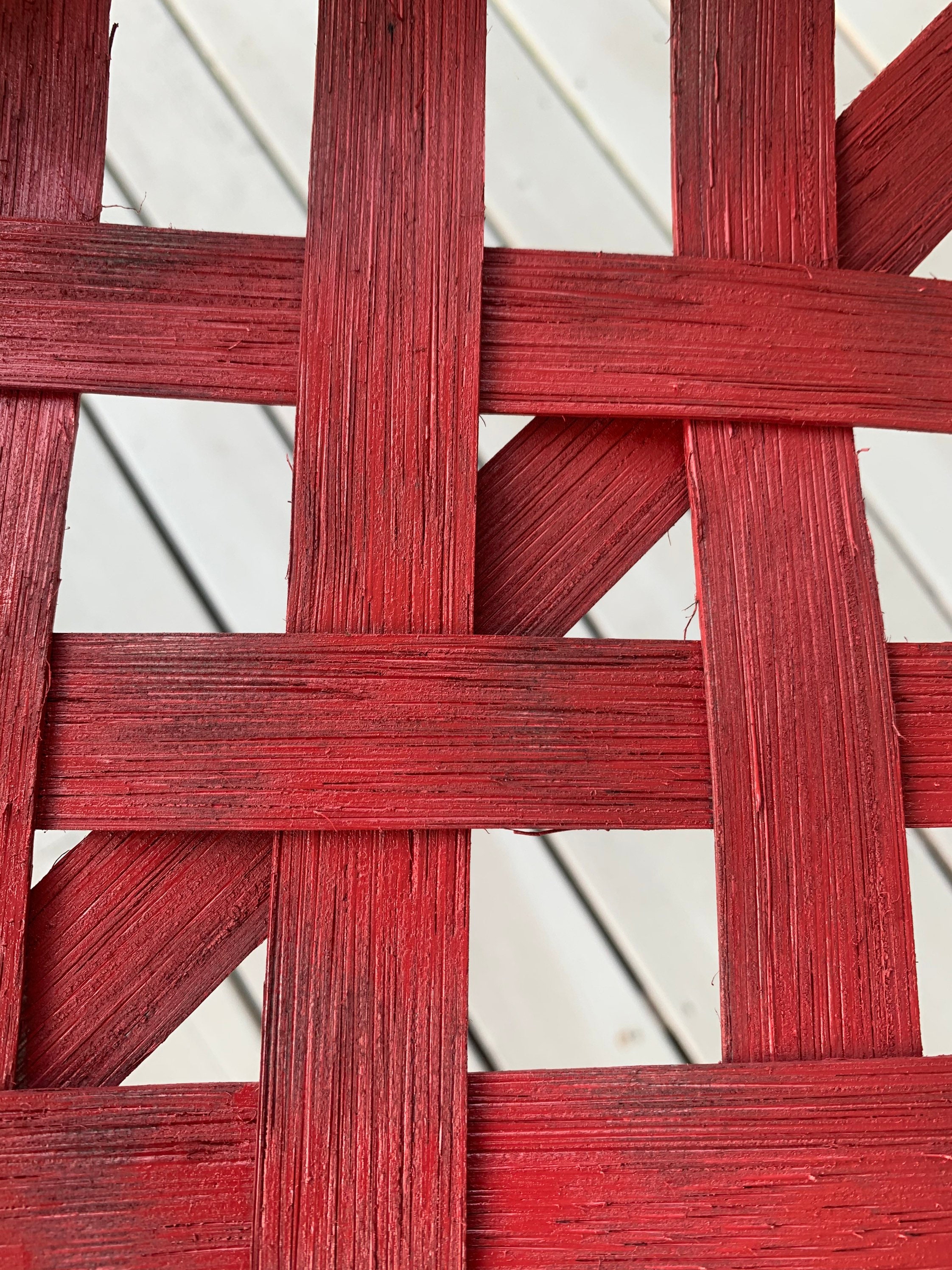 red tobacco basket Handmade Red Weathered Tobacco Basket | Rustic Wall Decor