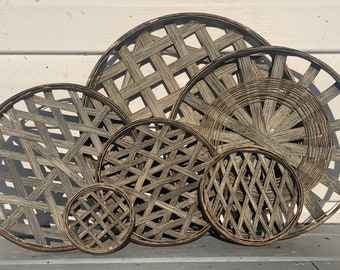 6 Piece Weathered Driftwood Tobacco Basket Set