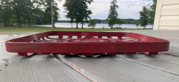 red tobacco basket Handmade Red Weathered Tobacco Basket | Rustic Wall Decor