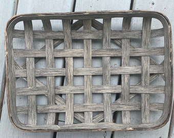 Handmade Rectangle Tobacco Basket, Rustic Wall and Table Decor 10” X 16”