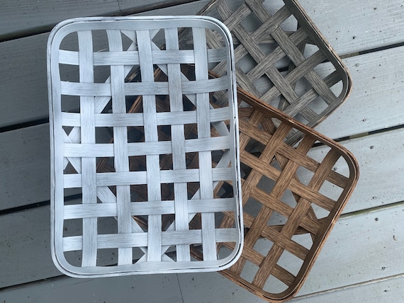 etsy tobacco basket Handmade Rectangle Tobacco Basket, Rustic Wall and Table Decor 10” X 16”