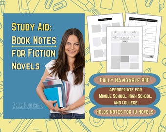 Studiehulpmiddel: boeknotities voor fictieromans - PDF-sjabloon voor Kindle Scribe en Remarkable