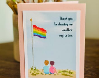 Pride Flag Greeting Card: LGBTQ+ Thank You Card