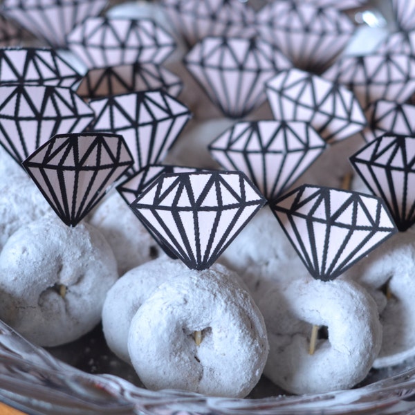 Bridal shower/Bachelorette Party décorations-diamant bague Donut toppers