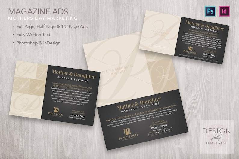 Magazine Ads for Mothers Day Marketing - Template for ID CS4up /& PSD CS6 CC2017 3 Sizes