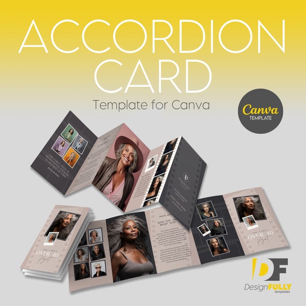 40 Over Forty Accordion Card Template for for Canva