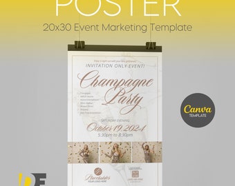 Champagne Party Poster Template for Canva