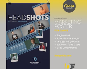 Headshots Marketing Poster Template for Canva