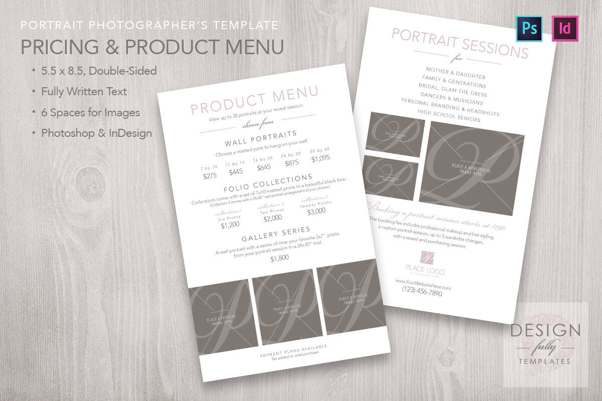Price and Product Menu - Template for ID & PSD CS23 - CC With Product Menu Template