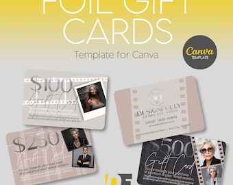 Silver Foil Gift Card Templates for Canva