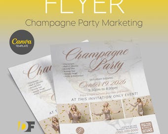 Champagne Party Flyer | Editable Canva Template | Letter Size