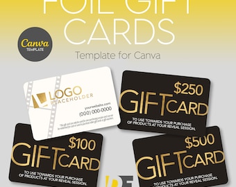 Simple Foil Gift Card Template for Canva