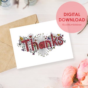 Thanks! Instant Digital Download Printable 5x7 Thank You Print by LostBumblebee