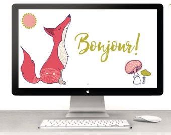 Desktop Wallpaper background : BONJOUR! Fox fun by LostBumblebee