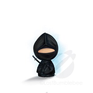 Children Print, kids wall art, Tiny Human Peoples, Ninja, Digital Art, Printable home decor, LostBumblebee, Size 8x10 image 2