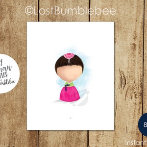 Vieren Koreaanse cultuur met deze traditionele Hanbok Art Print door LostBumblebee maat 8 x 10