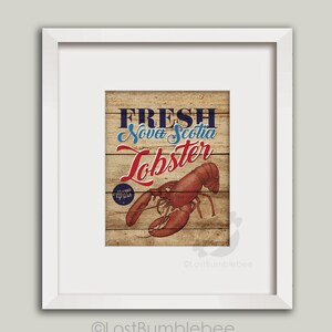 Lobster Sign, 8x10, Nautical, Fishing, Nova Scotia Lobster, Instant Printable digital download, Illustration | Home Decor | LostBumblebee