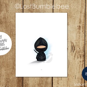 Children Print, kids wall art, Tiny Human Peoples, Ninja, Digital Art, Printable home decor, LostBumblebee, Size 8x10 image 1