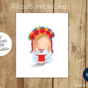 Tiny Human Peoples Ukrainian Culture, Printable home decor by LostBumblebee, Size: 8x10