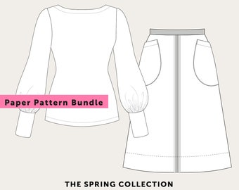 SALE - save 10% - The Spring PAPER sewing Pattern Collection. Indie sewing pattern bundle. Printed paper pattern sale