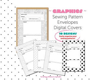 Sewing Pattern Envelope Cover Sheet. Graphics PDF Printable Sewing Pattern Storage idea, pattern organiser,easy  sewing room organisation