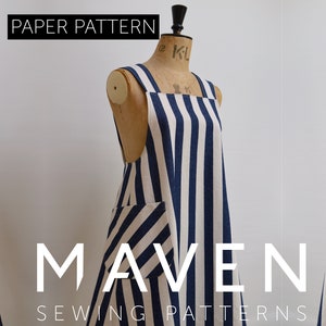 The Maria Apron sewing pattern, printed sewing pattern, Pinafore style apron, cross back apron, women&#39;s pattern,