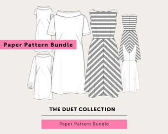 Sew & Save 10%! The DUET Dress Paper Pattern Collection. Indie sewing pattern bundle. Women's Sewing pattern sale