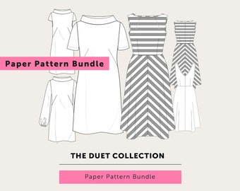 SOLDES - Économisez 10 % - La collection de motifs en papier pour robe DUO. Lot de patrons de couture indépendants. Soldes de patrons de couture pour femmes