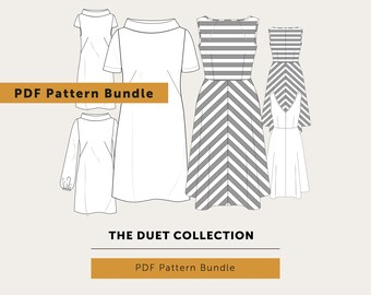 SALE - Save 20% The Duet 2 PDF Dress Sewing Pattern Collection - limited edition. Women's dress Indie sewing pattern SALE bundle.