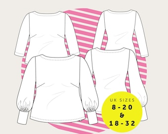 SALE - Save 20% The Somerset T-shirt 2 PDF Sewing Pattern Collection UK sizes 8-20 & 18-32, Women&#39;s Plus size tee sewing Pattern Sale Bundle