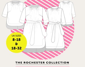 Sew and Save 10% The Rochester Dress 2 PDF Sewing Pattern Collection UK sizes 8-18 & 18-32 Women's Plus size sewing pattern Sale bundle.
