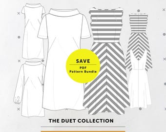 Sew & Save 10%! The Duet 2 PDF Dress Sewing Pattern Collection - limited edition. Women's dress Indie sewing pattern SALE bundle.