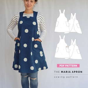 The Maria Apron PDF Sewing Pattern, Cross Back Apron with Large Pockets, Craft Gift Idea for Sewers, Instant Digital download sewing pattern