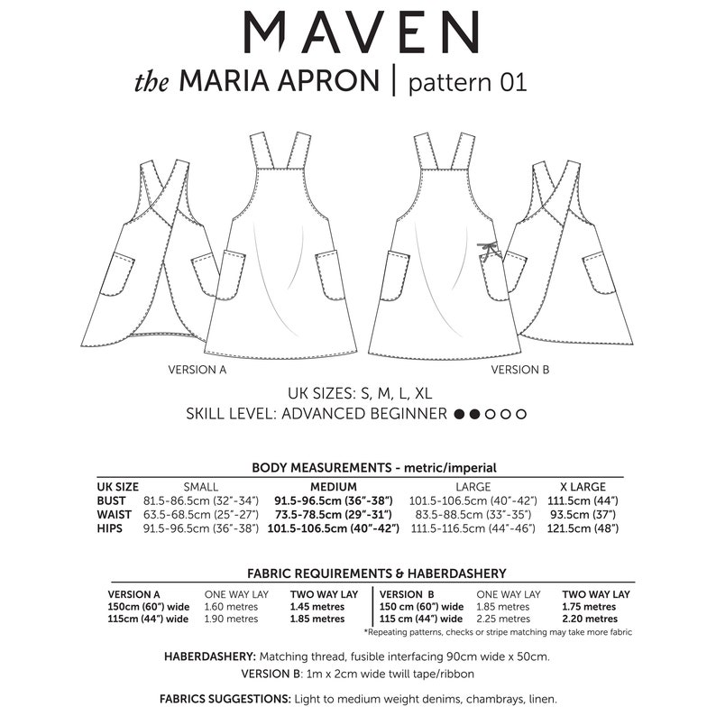 The Maria Apron PDF sewing pattern, Pinafore style apron, cross-back apron, DIGITAL DOWNLOAD, Japanese apron pattern, pdf, sewing pattern image 8