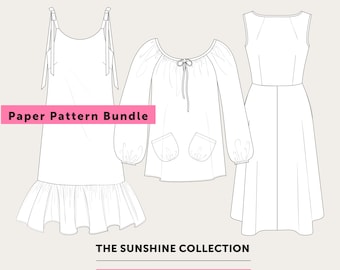 SALE - Save 10% - The Sunshine Paper Pattern Collection. Indie sewing pattern bundle.