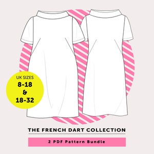SALE - Save 20% The French Dart Dress 2 PDF Sewing Pattern Collection UK sizes 8-18 & 18-32 Women&#39;s Plus size sewing Pattern Sale Bundle.