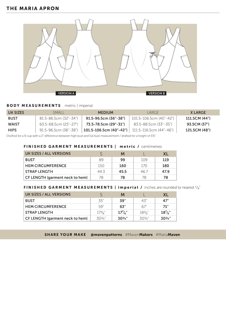 The Maria Apron PDF sewing pattern, Pinafore style apron, cross-back apron, DIGITAL DOWNLOAD, Japanese apron pattern, pdf, sewing pattern image 5