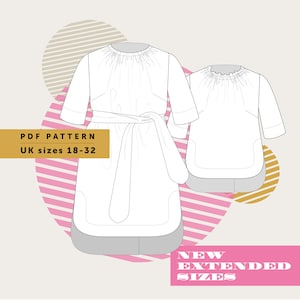 The Rochester Dress and top sewing pattern in UK sizes 18-32. Extended size range, Women&#39;s Plus size sewing pattern Digital Download pattern