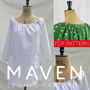 The Wendy Artisan Smock PDF sewing pattern, DIGITAL DOWNLOAD, tunic pattern, womens sewing pattern, peasant top, pattern, top, tunic, pdf