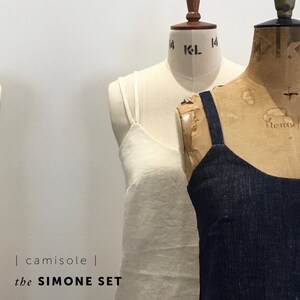 The Simone Set - A faux Jumpsuit Sewing Pattern. Camisole Top - Option 1. Double rouleaux straps with bust darts for a flattering fit.
Option 2. 2cm wide strap for an alternative look.