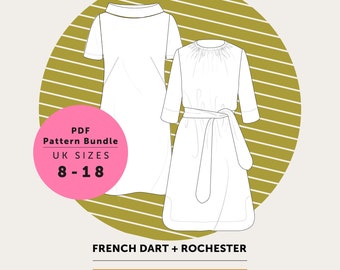 Sew & Save 10%! The French Dart and Rochester Dress and Top PDF sewing pattern in Sizes 8-18. 2 PDF sewing pattern Bundle Pdf pattern sale