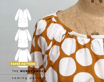 The Wendy Smock Paper Sewing Pattern: Women's sewing pattern, Tunic pattern, Blouse top pattern