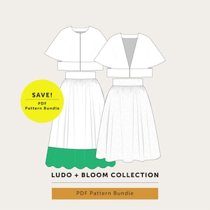 Sew & Save 10%! Ludo Capelet + Bloom Skirt PDF sewing pattern bundle - 2 pdf Indie sewing pattern bundle. Skirt pattern, cape sewing pattern