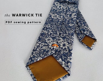 The Warwick Tie PDF digital sewing pattern, Handmade Gift & Creative Craft, groomsmen's ties, Instant Digital Download, wedding accessories